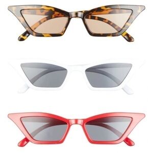New BP Pointed Cat Eye Sunglasses Barbie Style Lot of 3 Red White Tortoise